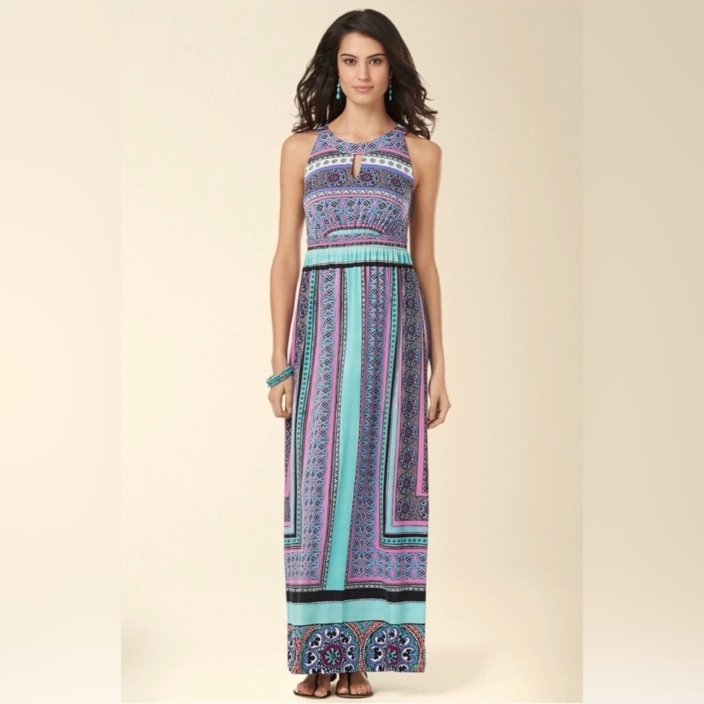 Soma Medium Women Sleeveless Multicolor Hippie Style Granola Girl Maxi Dress